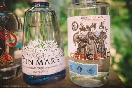the tasters club gin tasting day amber Gin Mare Grace Gin