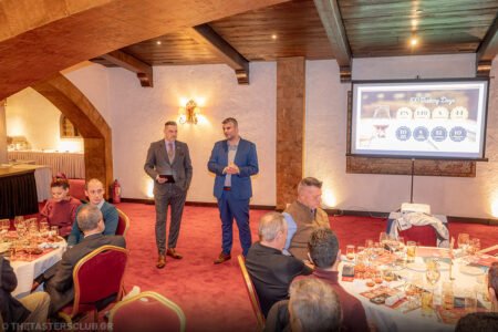 The Tasters Club celebrating 100 Tasting Days with The Dalmore whisky and XMAS Dinner. Yiannis Milionis and Simos Tagaras.